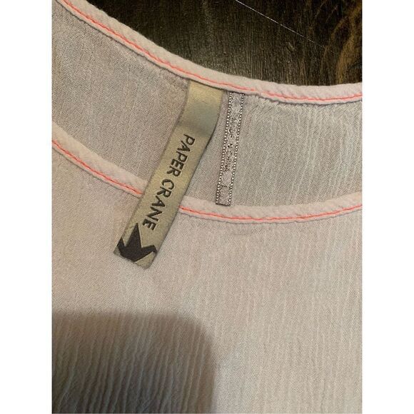 Large BOHO Sleeveless Blouse-Paper Crane-Wht/Orng Embroidered Tank EUC - Picture 3 of 6